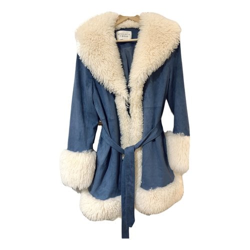 Pre-owned Charlotte Simone Faux Fur Coat In Blue
