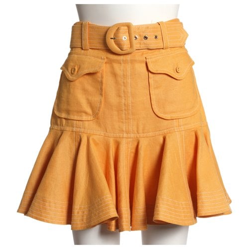 Pre-owned Zimmermann Linen Mini Skirt In Orange