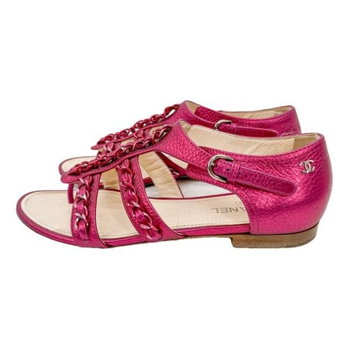 Pre-owned Chanel Leather Sandal In Pink
