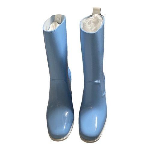 Pre-owned Christian Louboutin Leather Wellington Boots In Blue