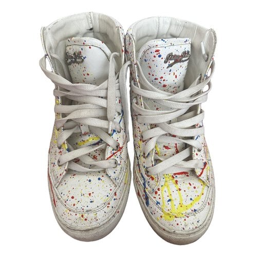Pre-owned Philipp Plein Leather Trainers In Multicolour