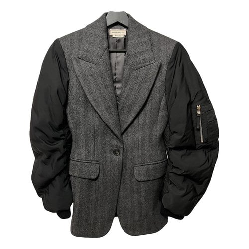 Pre-owned Alexander Mcqueen Wool Blazer In Grey