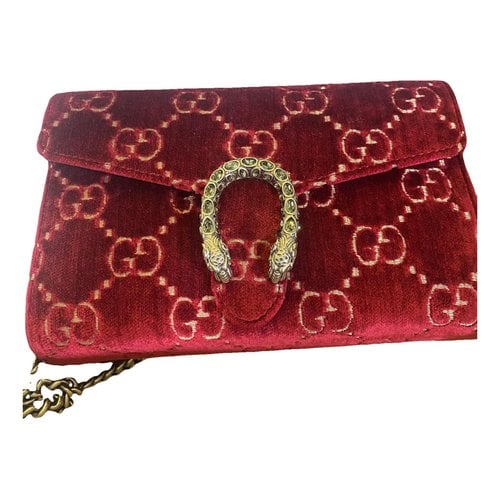 Pre-owned Gucci Dionysus Velvet Clutch Bag In Red