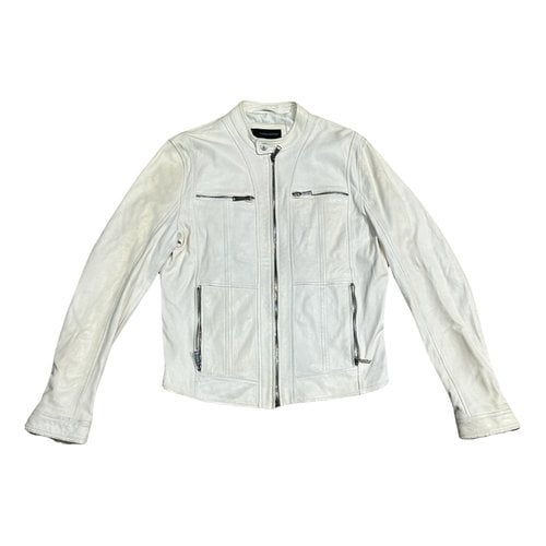 Pre-owned Dsquared2 Leather Jacket In White