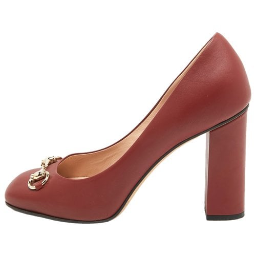 Pre-owned Gucci Leather Heels In Burgundy