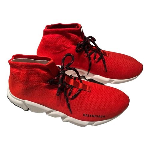 Pre-owned Balenciaga Speed Low Trainers In Red