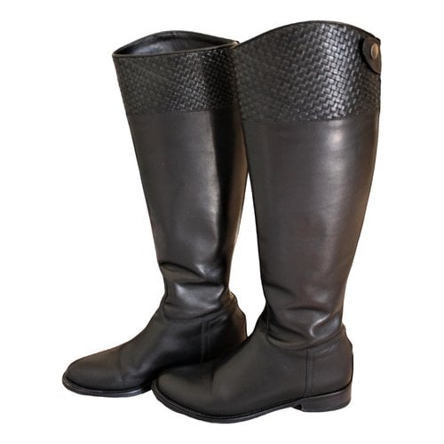 Pre-owned Lk Bennett Leather Riding Boots In Black