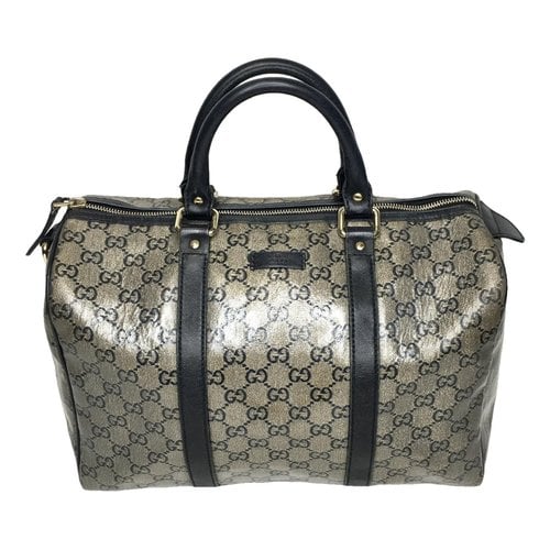 Pre-owned Gucci Boston Patent Leather Satchel In Silver
