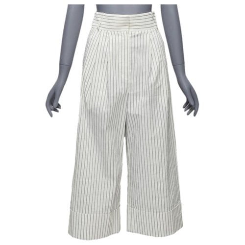 Pre-owned Tibi Linen Trousers In White