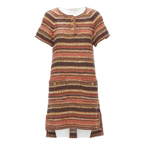 Pre-owned Chanel Linen Mid-length Dress In Brown
