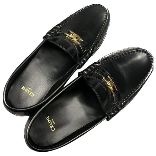 Pre-owned Celine Luco Leather Flats In Black