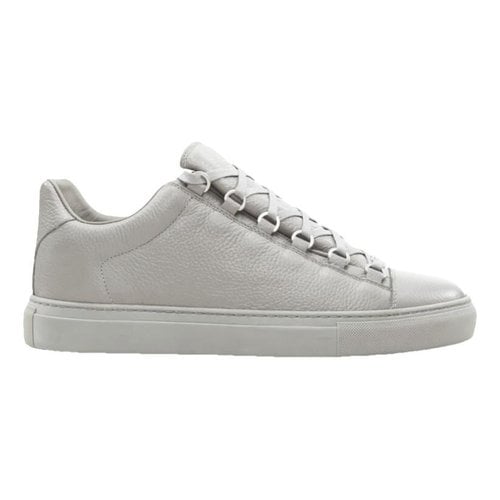 Pre-owned Balenciaga Leather Trainers In Grey