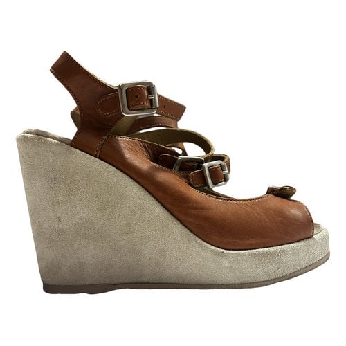 Pre-owned Apc Leather Heels In Camel