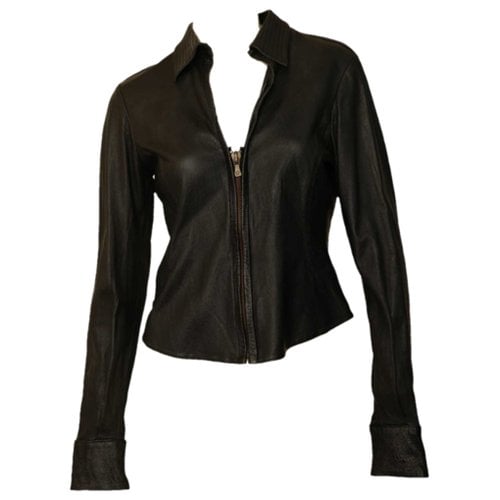 Pre-owned Versace Leather Jacket In Black