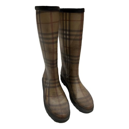 Pre-owned Burberry Wellington Boots In Brown
