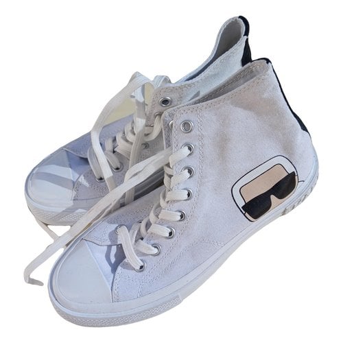 Pre-owned Karl Lagerfeld Cloth Trainers In White