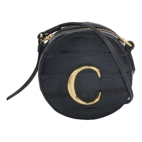 Pre-owned Chloé C Leather Crossbody Bag In Navy