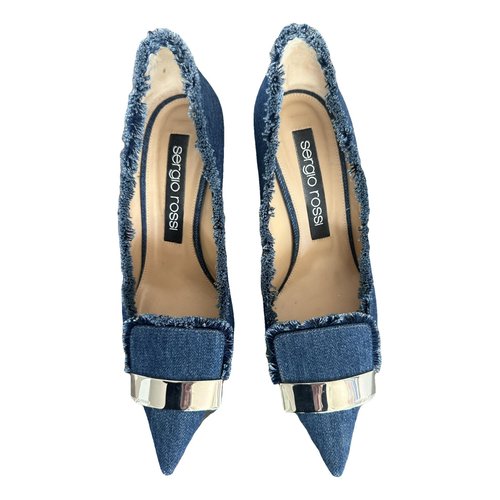 Pre-owned Sergio Rossi Sr1 Cloth Heels In Blue