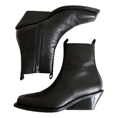 Pre-owned Ann Demeulemeester Leather Cowboy Boots In Black