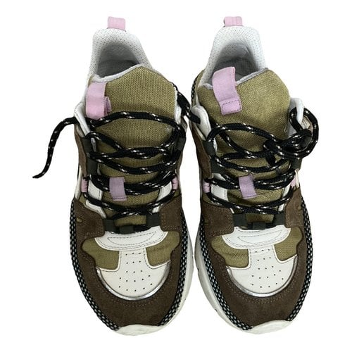 Pre-owned Isabel Marant Kindsay Leather Trainers In Beige