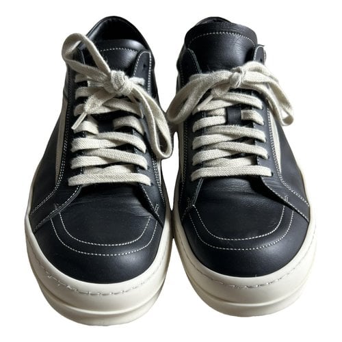 Pre-owned Rick Owens Leather Low Trainers In Black
