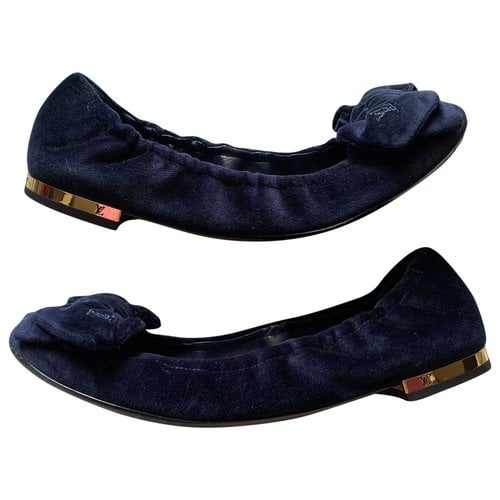 Pre-owned Louis Vuitton Leather Ballet Flats In Navy