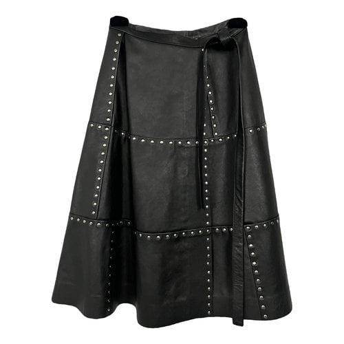 Pre-owned Balenciaga Leather Mid-length Skirt In Black