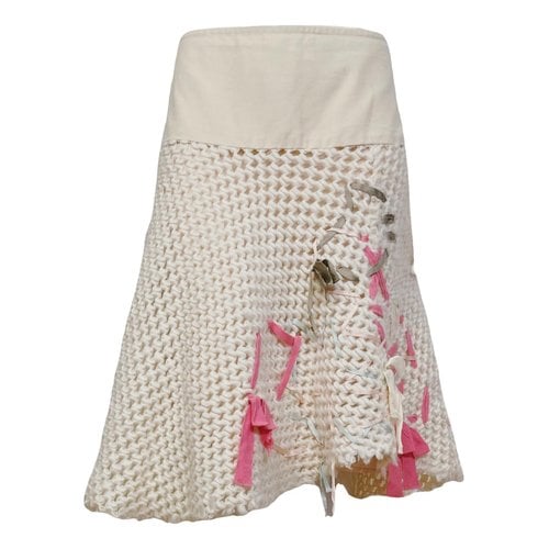 Pre-owned Christian Lacroix Wool Mid-length Skirt In Ecru