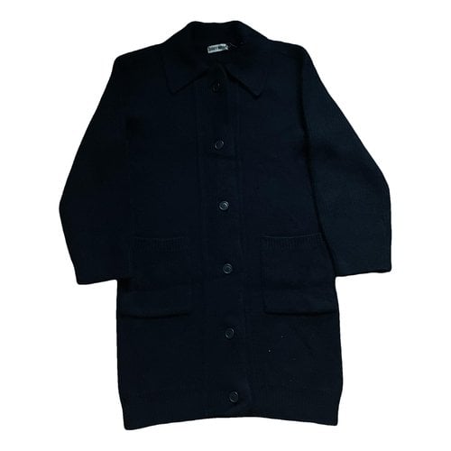 Pre-owned Issey Miyake Wool Cardi Coat In Black