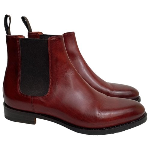 Pre-owned Santoni Leather Boots In Red