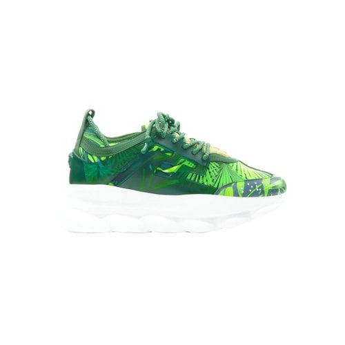 Pre-owned Versace Leather Trainers In Green