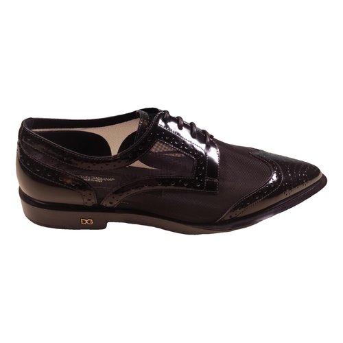 Pre-owned Dolce & Gabbana Patent Leather Flats In Black