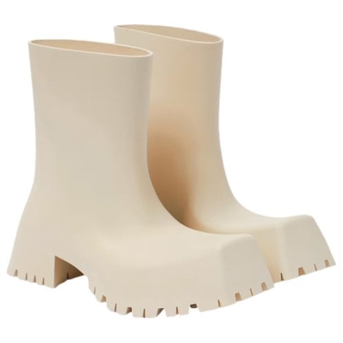 Pre-owned Balenciaga Wellington Boots In Beige