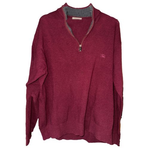 Pre-owned Burberry Wool Pull In Burgundy