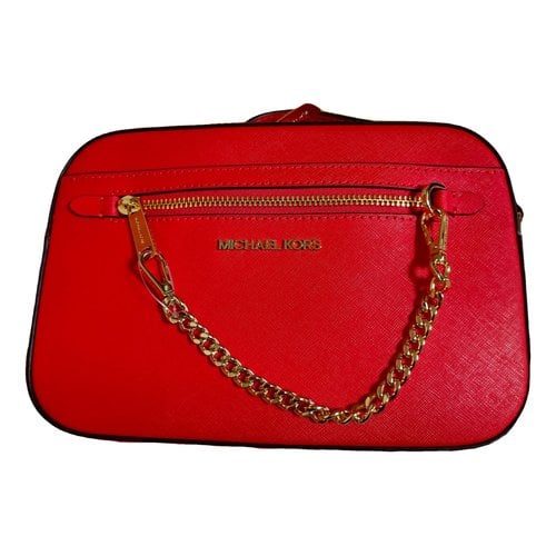 Pre-owned Michael Kors Brooklyn Leather Clutch Bag In Red