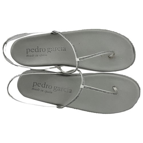 Pre-owned Pedro Garcia Patent Leather Sandal In Silver