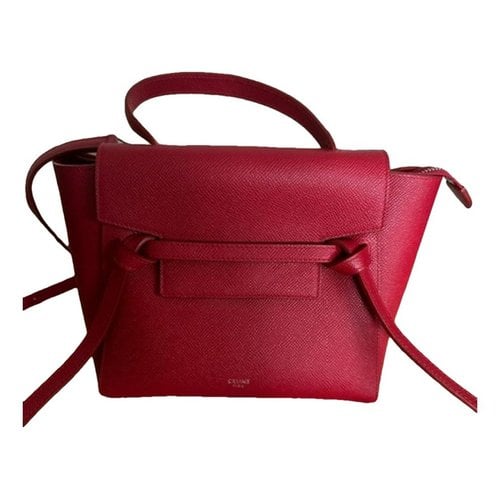 Pre-owned Celine Belt Leather Handbag In Red