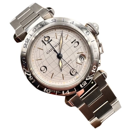 Pre-owned Cartier Pasha Gmt Watch In White