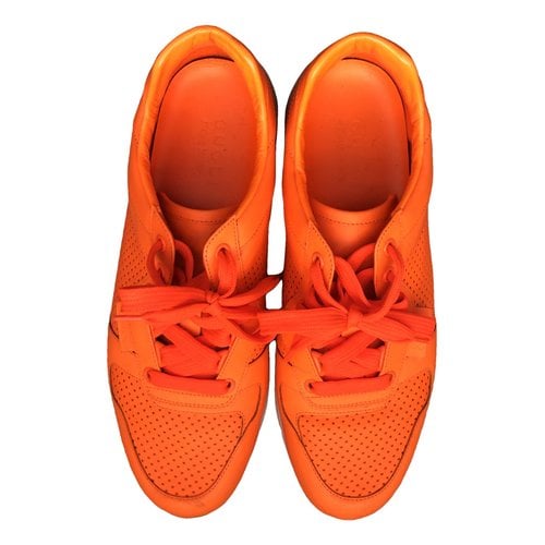 Pre-owned Gucci Leather Low Trainers In Orange