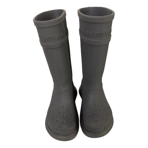 Pre-owned Balenciaga Wellington Boots In Anthracite