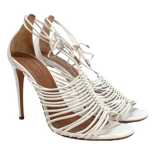 Pre-owned Aquazzura Leather Heels In White