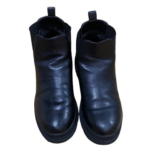 Pre-owned Polo Ralph Lauren Vegan Leather Boots In Black