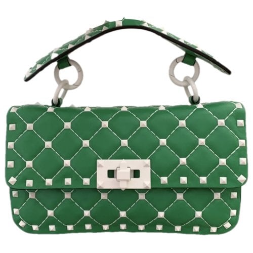 Pre-owned Valentino Garavani Rockstud Spike Leather Handbag In Green