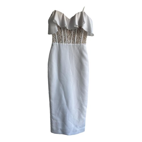 Pre-owned Rasario Mid-length Dress In White