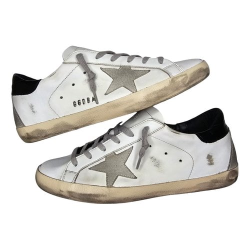Pre-owned Golden Goose Superstar Leather Trainers In White