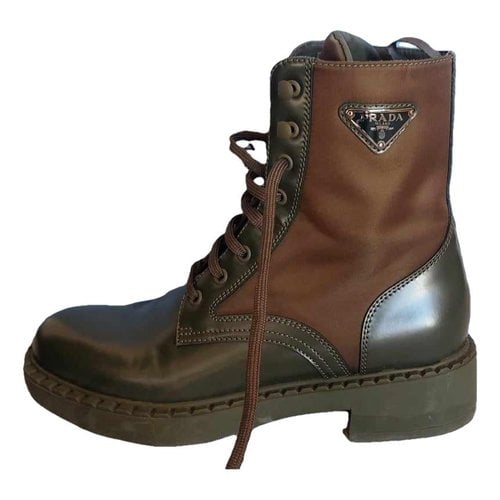 Pre-owned Prada Leather Boots In Green