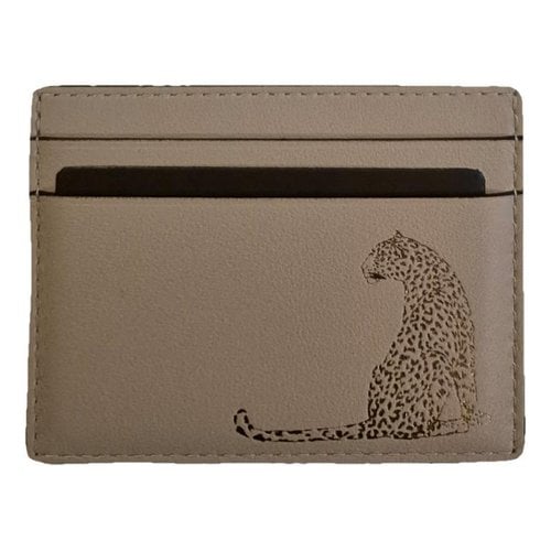 Pre-owned Cartier Leather Card Wallet In Grey