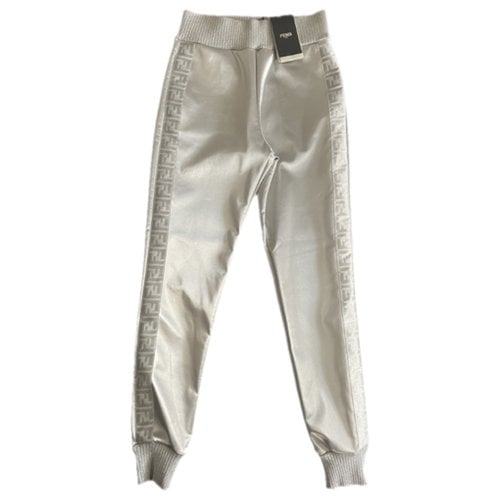 Pre-owned Fendi Trousers In Silver