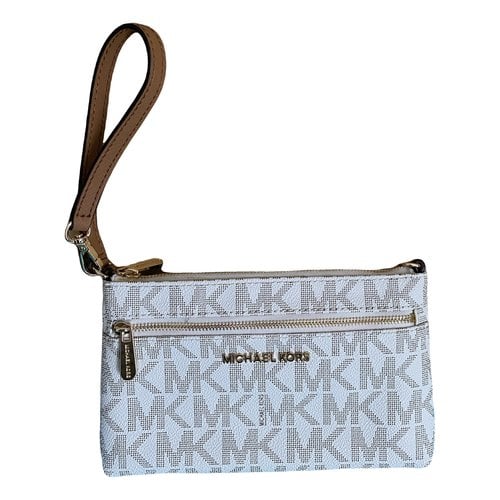 Pre-owned Michael Kors Billy Leather Clutch Bag In White