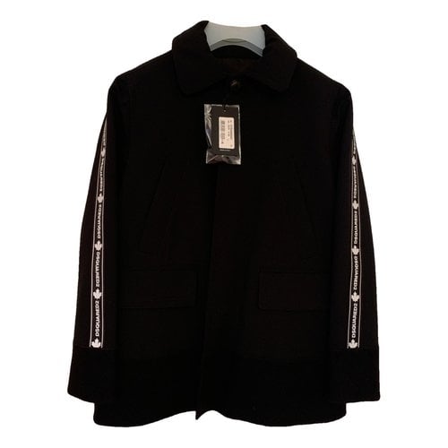 Pre-owned Dsquared2 Wool Peacoat In Black